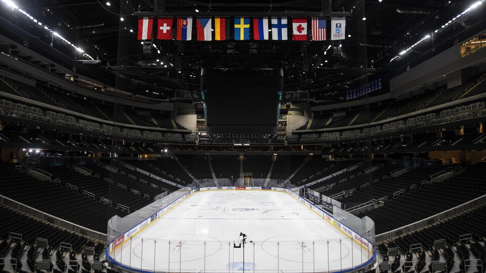 La Place Rogers, vide, après l'annulation du Championnat mondial de hockey junior en décembre 2021. 
