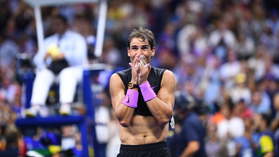 Rafael Nadal émotif après sa victoire en finale à Flushing Meadows.
