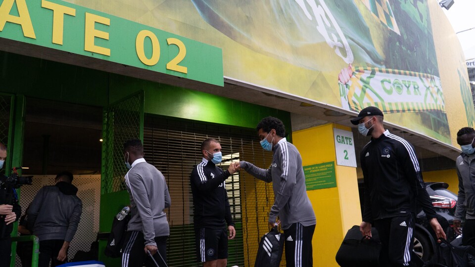 Les joueurs du CF Montréal à leur arrivée au stade des Rowdies