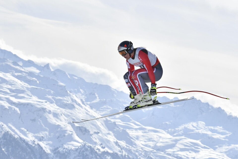 Erik Guay lors de la descente de Saint-Moritz