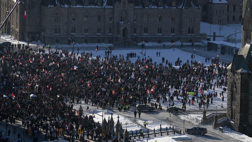 Une foule de manifestants à Ottawa.
