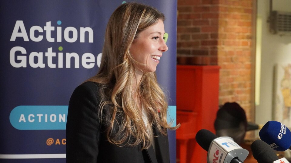 Maude Marquis Bissonnette en point de presse.