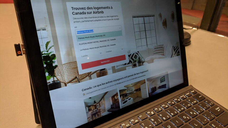 La page d'accueil du site Internet d'Airbnb. 