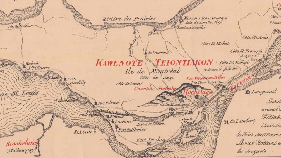 Une vieille carte de l'île de Montréal.