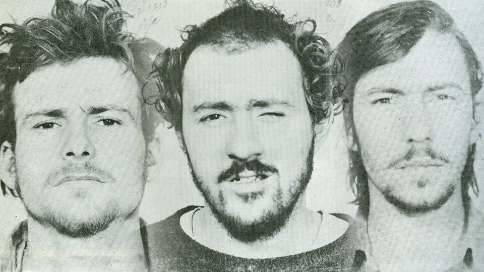 Jacques Rose, Paul Rose et Francis Simard, membres du Front de libération du Québec (FLQ), à leur arrestation