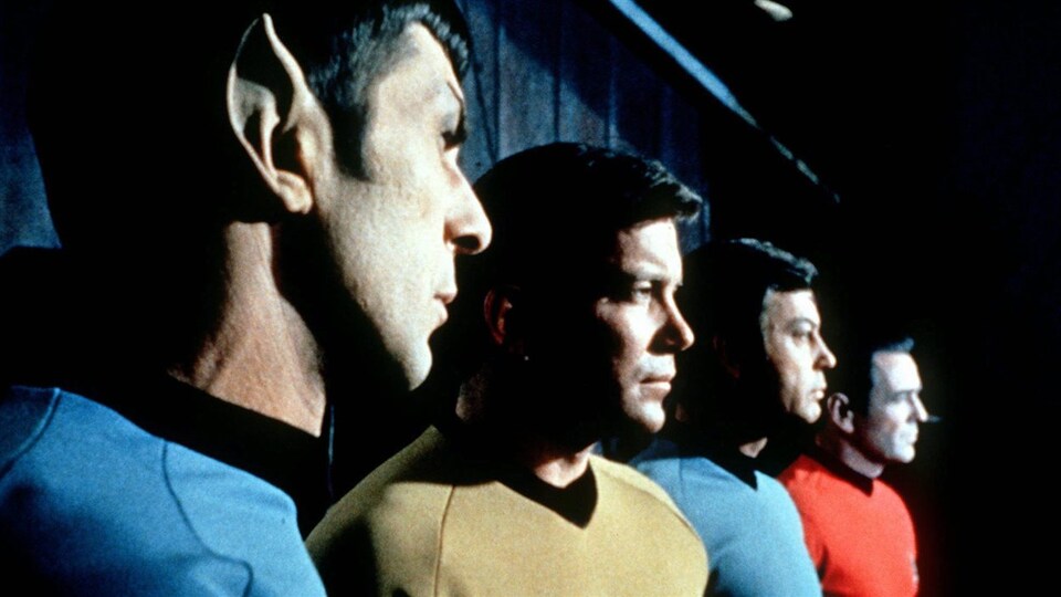 Les personnages de Monsieur Spock, le Capitaine Kirk, Leonard « Bones » McCoy et Scotty, de la série Star Trek