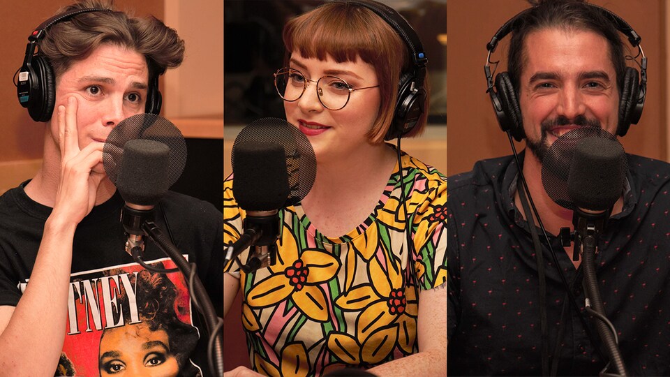 Les trois personnes dans les studios de Radio-Canada.