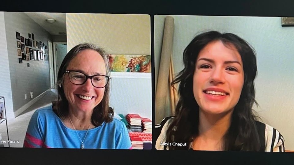 Les visage de Sylvie Pinard, Alexis Chaput et Mireille Langlois lors d'un appel google meet durant l'émission radio de Culture & Confiture.