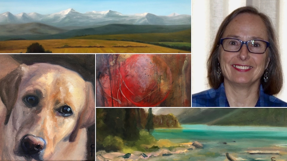 Portrait de Sylvie Pinard et extraits de ses toiles.