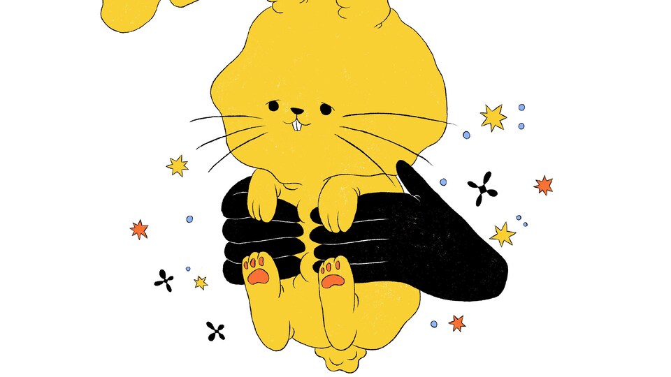 Le dessin d'un lapin triste