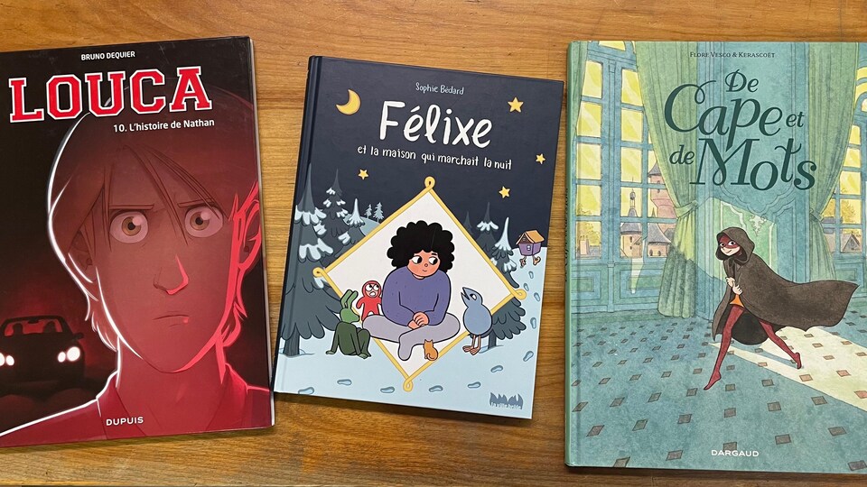 Trois couvertures de bandes dessinées.