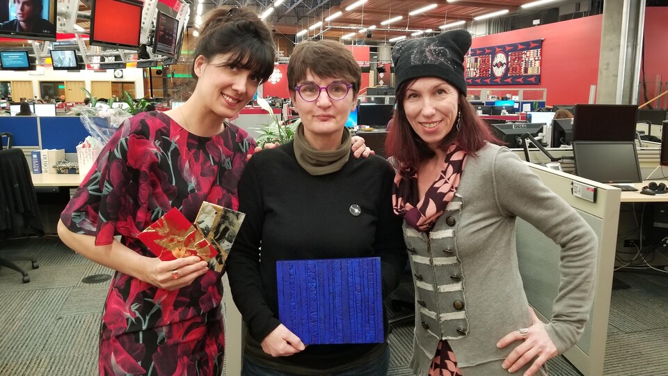 Les artistes Aurélia Bizouart, Catherine Tableau, et Chantal Cardina