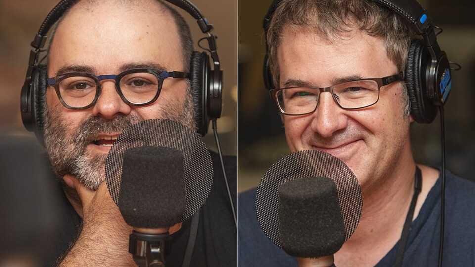 Laurent Paquin et Simon Boudreault au micro de Stéphan Bureau.