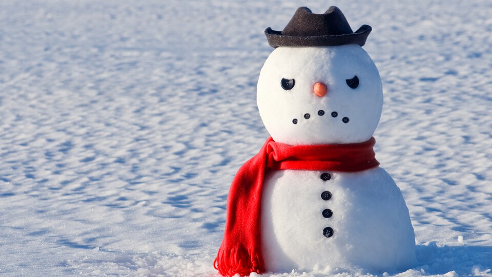 Un bonhomme de neige qui fait la moue
