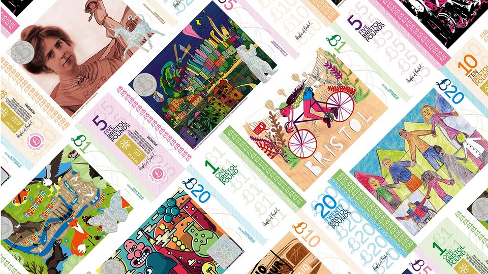 Mosaïque de livres de Bristol, une forme de monnaie complémentaire