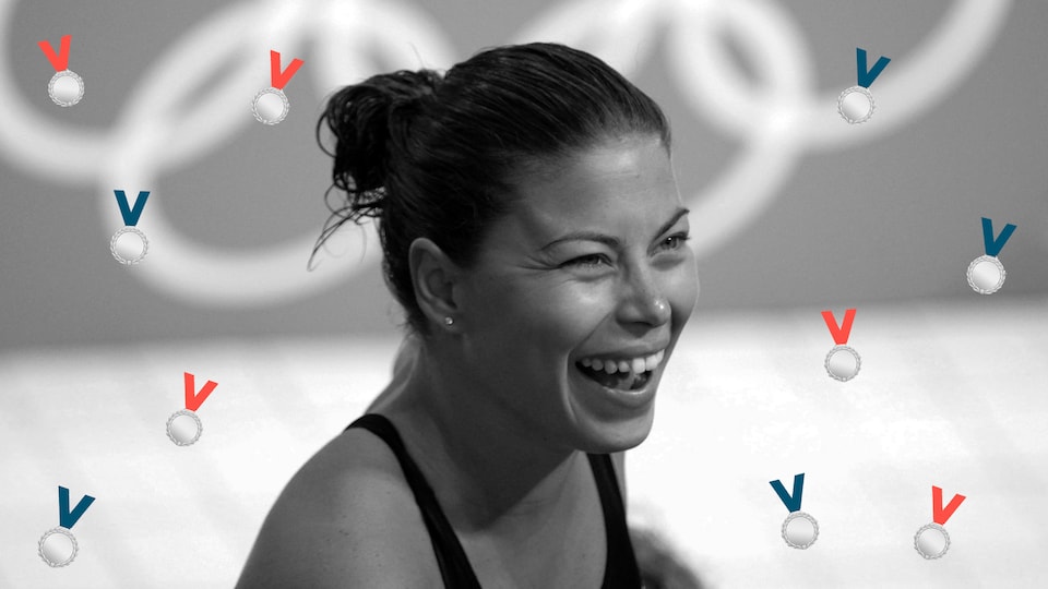 La plongueuse canadienne Roseline Filion est tout sourire, après un entraînement au village olympique de Londres en 2012.