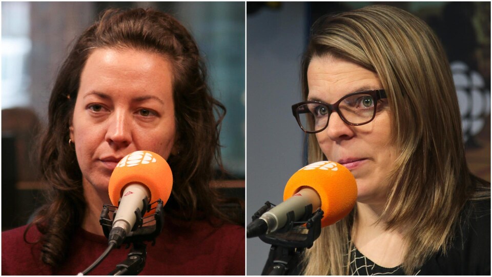 Catherine Proulx et Karine Dubois, en studio