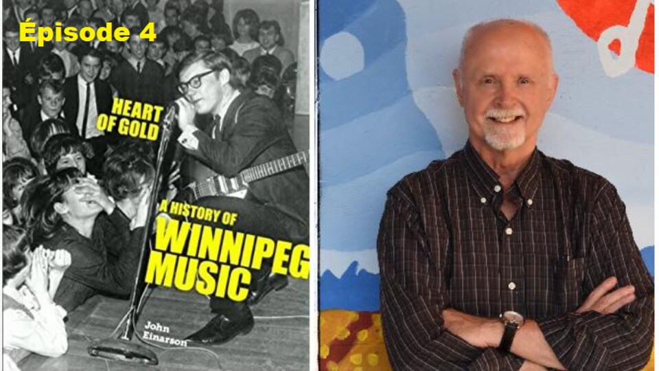 La couverture et l'auteur du livre 'Heart of Gold - A History of Winnipeg music'.