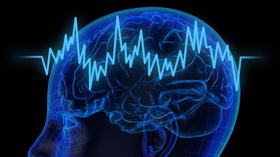 Représentation d'un cerveau traversé de vagues ondulatoires