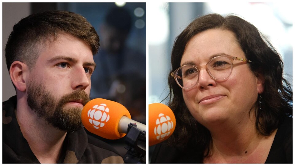 Thomas Fréchette et Amélie Bédard au micro.