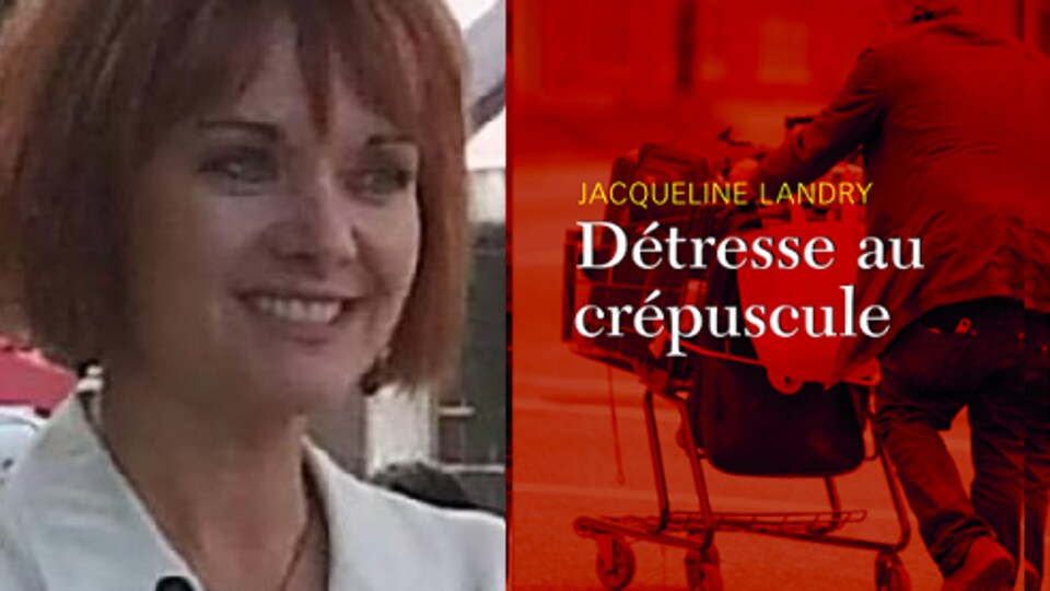 L'auteur et journaliste Jacqueline Landry et la couverture de son roman 'Détresse au crépuscule'.