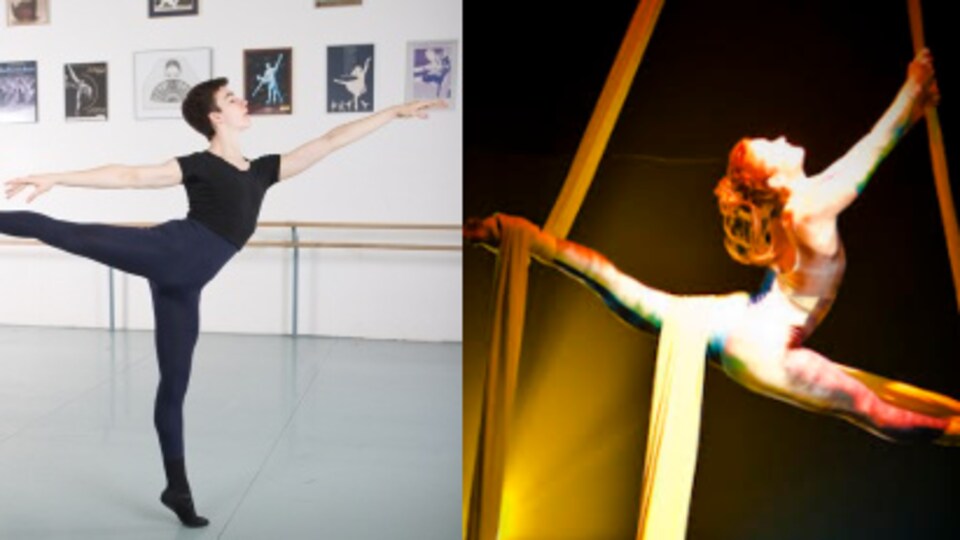 Le danseur Michel Lavoie et l'artiste de cirque Lyne Gosselin.