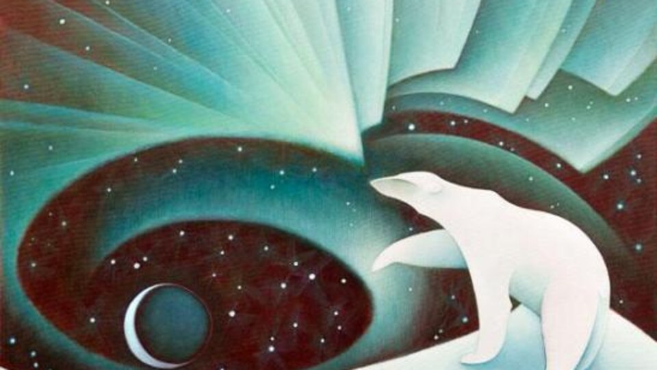 La toile Ursus Borealis de l'artiste-peintre et muraliste yukonnaise Nathalie Parenteau