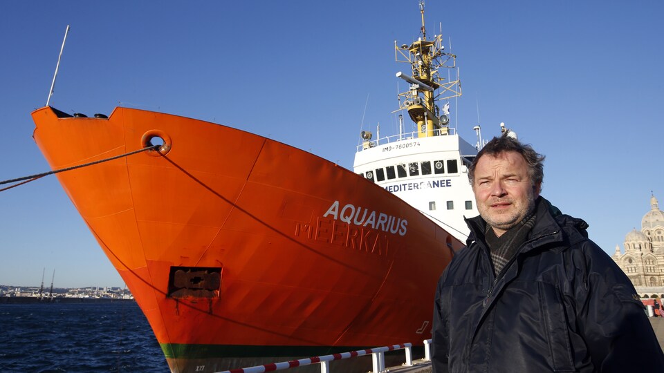 Klaus Vogel, capitaine du navire de secours Aquarius pour l'organisation SOS Méditerranée.