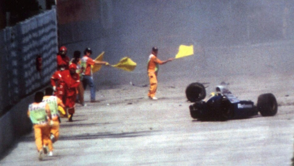 La voiture d'Ayrton Senna après l'accident fatal