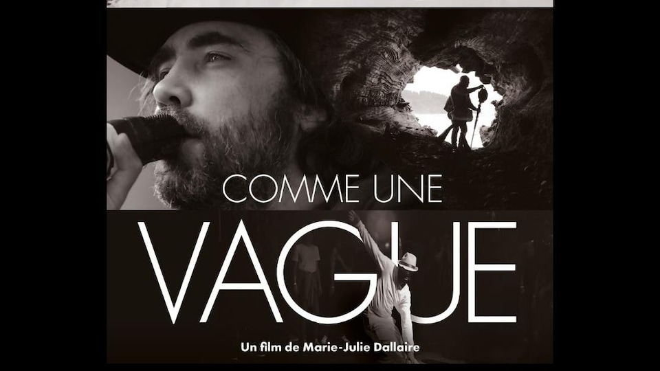Affiche du film où plusieurs photos montrent un chanteur, un danseur, un orchestre, une vague et une grotte.
