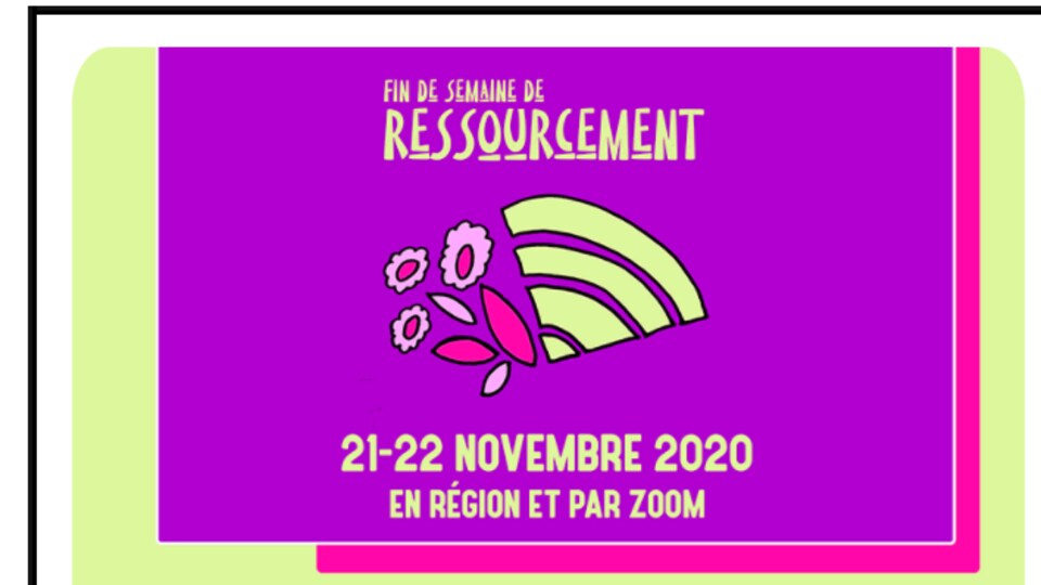 L'affiche annonçant la fin de semaine de ressourcement organisé par la Fédération provinciale des femmes de la Saskatchewan.