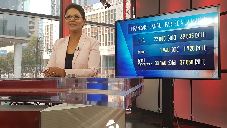 Padminee Chundunsing dans le studio télé de Radio-Canada.