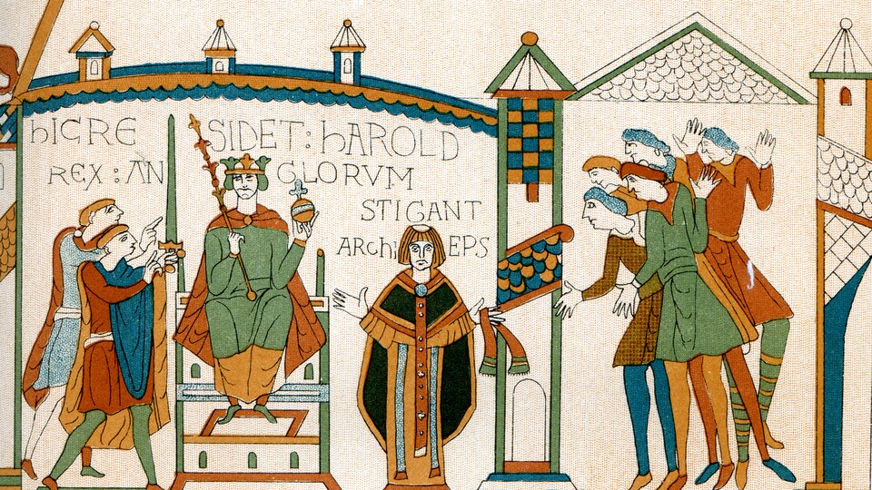 Tapisserie de Bayeux, scène du couronnement du roi Harold II