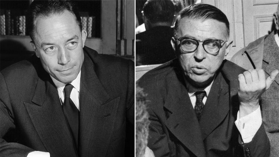 Albert Camus et Jean-Paul Sartre en 1957