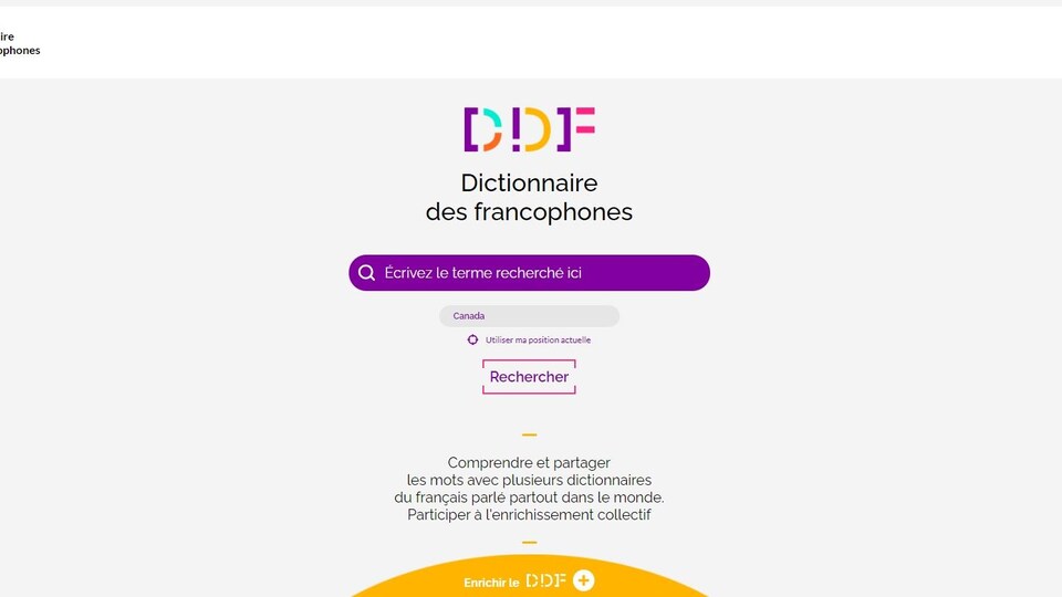 Capture d'écran du site web du Dictionnaire des francophones.