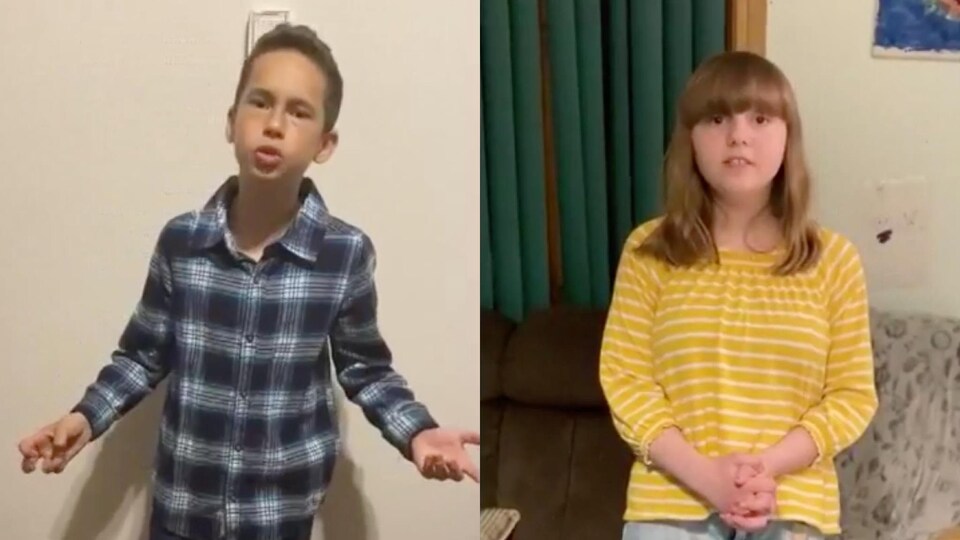 Capture d'écran des deux jeunes entrain de chanter.