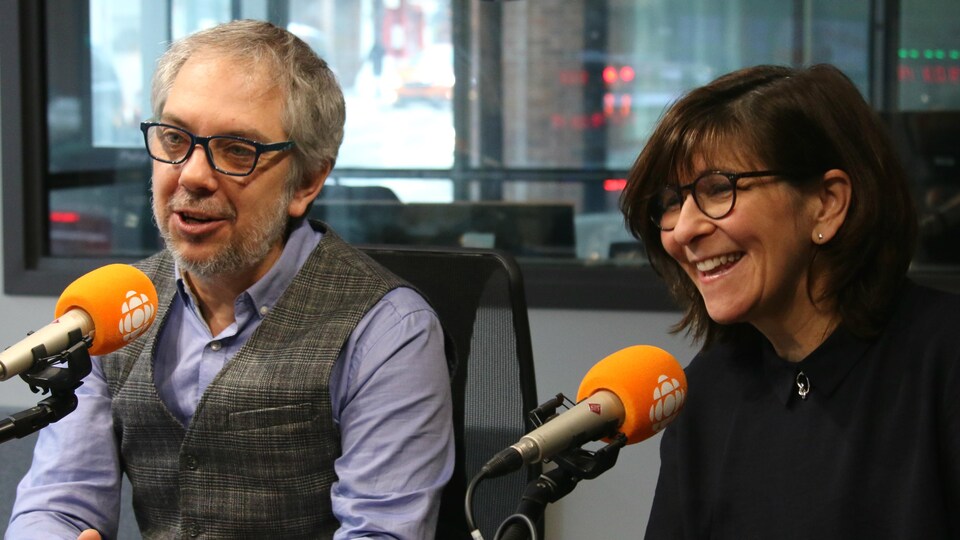 Jean-Marc Salvet et Marie Grégoire, en studio