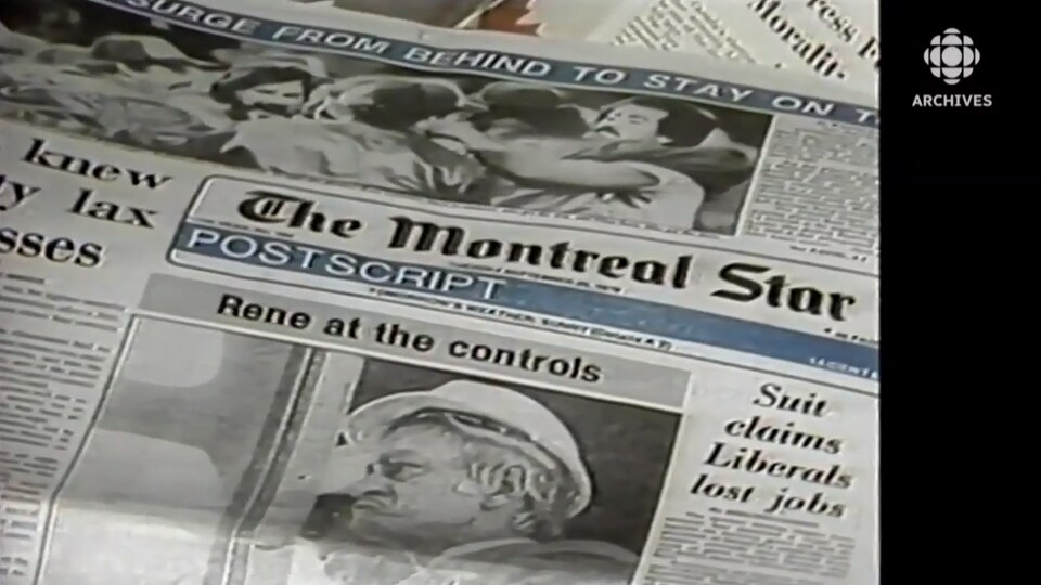 Une première page du journal « The Montreal Star » montrant une photo du premier ministre du Québec René Lévesque.