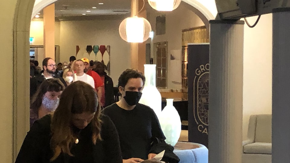 People waiting in line.