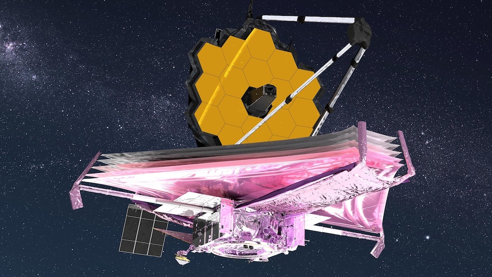 Illustration artistique du télescope James Webb une fois déployé dans l'espace.