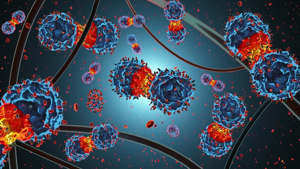 Illustration de la réplication du coronavirus.