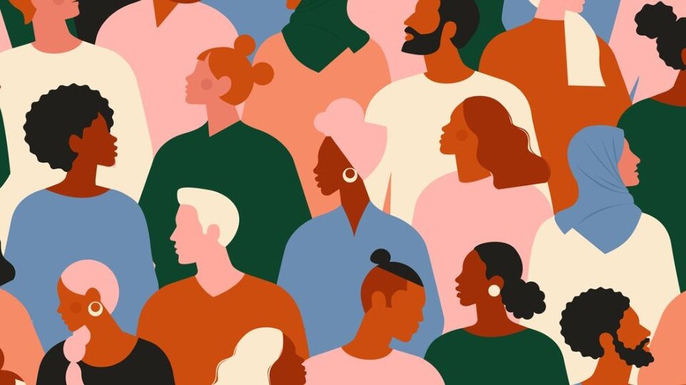 Illustration de silhouettes personnes d'origines différentes.