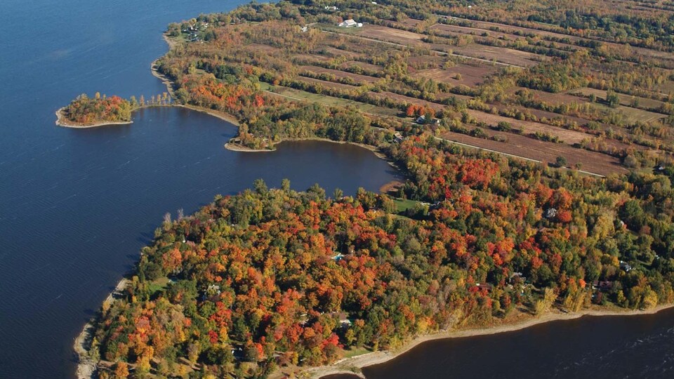 Photo aérienne d'une partie de l'île.