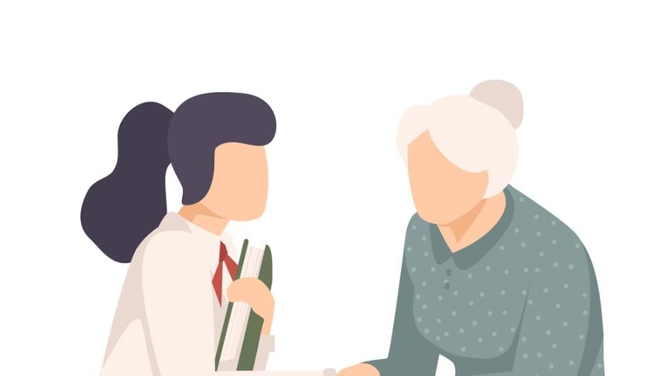 Illustration d'une jeune femme et d'une aînée.
