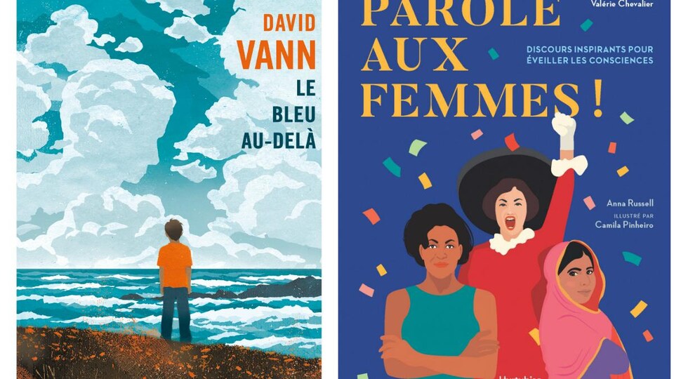 Deux couvertures de livres : Le bleu au-delà et Parole aux femmes !