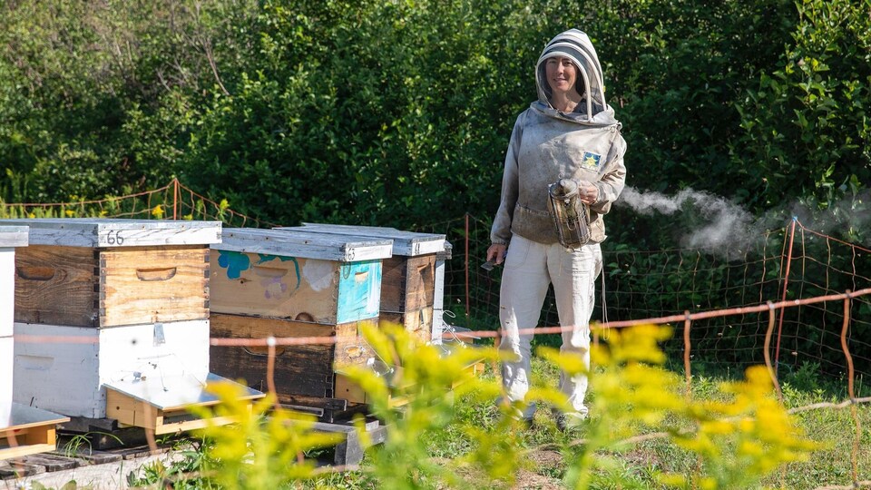 Marie-Pierre Fortier, apicultrice et propriétaire de l'entreprise Herbamiel à Sacré-Coeur