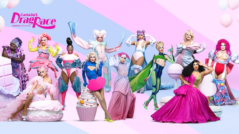 Photo de groupe des 12 drag queens qui participent à la deuxième saison de «Canada's Drag Race».