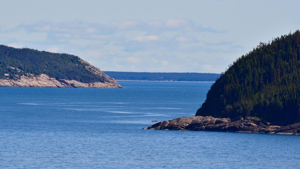 Le fleuve Saint-Laurent s'étend dans toute sa splendeur.