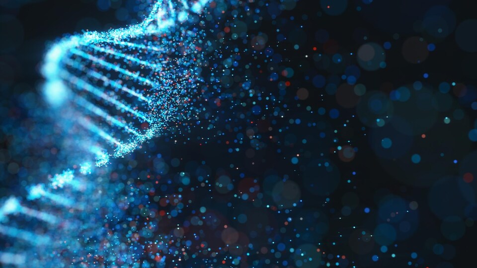 Une structure colorée de molécule d'ADN de code génétique.