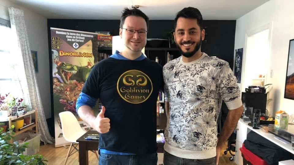 Daniel Richard et Jean-François Gauthier dans leur atelier de conception de jeux de société